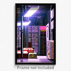 Pixel Art Poster - Urban Storage Room (8 Bit Psychedelic Video Game Print)