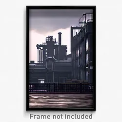 Pixel Art Poster - Gloomy Factory (8 Bit Psychedelic Trippy Video Game Print)