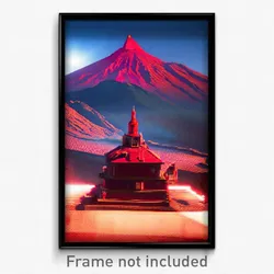 Pixel Art Poster - Red Mount (8 Bit Psychedelic Trippy Weird Video Game Print)