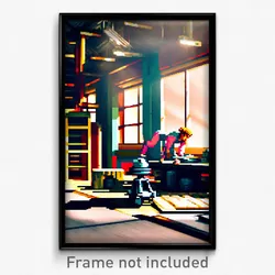 Pixel Art Poster - Acclaimed Workshop (8 Bit Psychedelic Video Game Print)