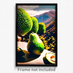 Pixel Art Poster - Mountainous Avocado (8 Bit Psychedelic Video Game Print)