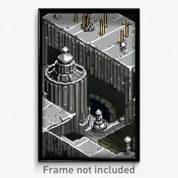 Pixel Art Poster - Metallic Fortifications (8 Bit Psychedelic Video Game Print)