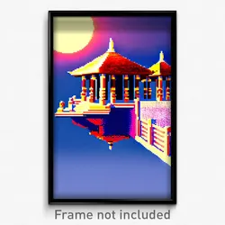 Pixel Art Poster - Standard Temple (8 Bit Psychedelic Trippy Video Game Print)