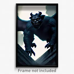 Pixel Art Poster - Dark Gargoyle (8 Bit Psychedelic Trippy Video Game Print)