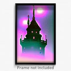 Pixel Art Poster - Showy Turret (8 Bit Psychedelic Trippy Video Game Print)