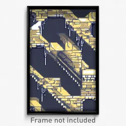 Pixel Art Poster - Coarse Battlements (8 Bit Psychedelic Video Game Print)