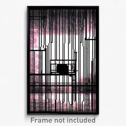 Pixel Art Poster - Wire Frame Isle (8 Bit Psychedelic Trippy Video Game Print)