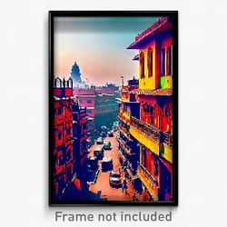 Pixel Art Poster - Remarkable Indian City (8 Bit Psychedelic Video Game Print)