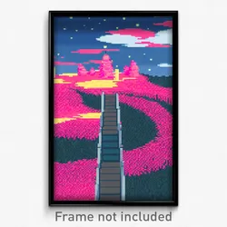 Pixel Art Poster - Rosy Outland (8 Bit Psychedelic Trippy Video Game Print)
