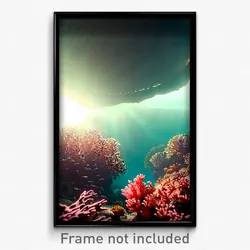 Pixel Art Poster - Shadowy Coral Reef (8 Bit Psychedelic Video Game Print)