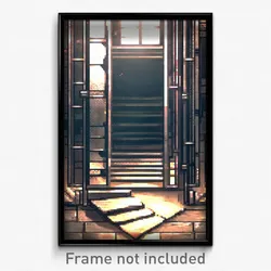 Pixel Art Poster - Steel Dungeon (8 Bit Psychedelic Trippy Video Game Print)