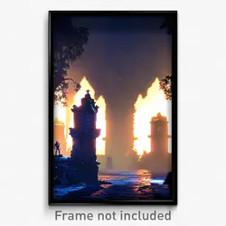 Pixel Art Poster - Nocturnal Shadow (8 Bit Psychedelic Trippy Video Game Print)