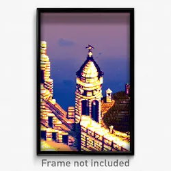 Pixel Art Poster - Digital Fortifications (8 Bit Psychedelic Video Game Print)