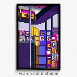 Pixel Art Poster - Rectangular Comic Book Store (8 Bit Video Game Print)