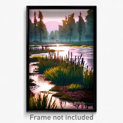 Pixel Art Poster - Ancient Marsh (8 Bit Psychedelic Trippy Video Game Print)