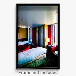 Pixel Art Poster - Basic Hotel Room (8 Bit Psychedelic Trippy Video Game Print)