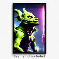 Pixel Art Poster - Slimy Gargoyle (8 Bit Psychedelic Trippy Video Game Print)