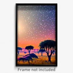 Pixel Art Poster - Starry Savannah (8 Bit Psychedelic Trippy Video Game Print)