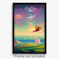 Pixel Art Poster - Flying Pastel De Nata (8 Bit Psychedelic Video Game Print)