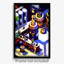 Pixel Art Poster - Miniature Brewery (8 Bit Psychedelic Trippy Video Game Print)
