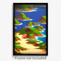 Pixel Art Poster - Coarse Isle (8 Bit Psychedelic Trippy Weird Video Game Print)
