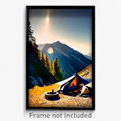Pixel Art Poster - Mountainous Bivouac (8 Bit Psychedelic Video Game Print)