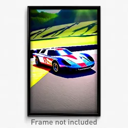 Pixel Art Poster - Famous Racecar (8 Bit Psychedelic Trippy Video Game Print)