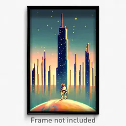 Pixel Art Poster - Slim Earth (8 Bit Psychedelic Trippy Weird Video Game Print)