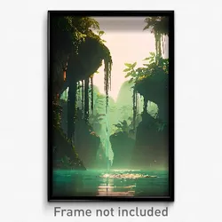 Pixel Art Poster - Watery Jungle (8 Bit Psychedelic Trippy Video Game Print)