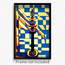 Pixel Art Poster - Nautical Chess Piece (8 Bit Psychedelic Video Game Print)