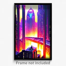Pixel Art Poster - Fantastic Metropolis (8 Bit Psychedelic Video Game Print)
