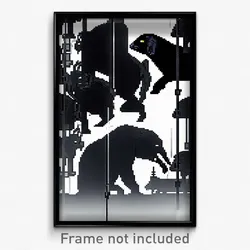 Pixel Art Poster - Black And White Menagerie (8 Bit Video Game Print)