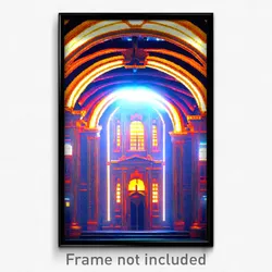 Pixel Art Poster - Dazzling Architecture (8 Bit Psychedelic Video Game Print)