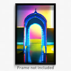 Pixel Art Poster - Blue Arch (8 Bit Psychedelic Trippy Weird Video Game Print)