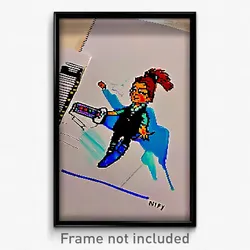 Pixel Art Poster - Nifty Drawing (8 Bit Psychedelic Trippy Video Game Print)