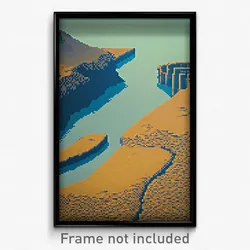 Pixel Art Poster - Warlike Inlet (8 Bit Psychedelic Trippy Video Game Print)