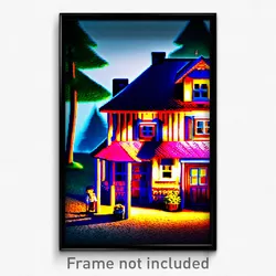 Pixel Art Poster - Important Cottage (8 Bit Psychedelic Trippy Video Game Print)
