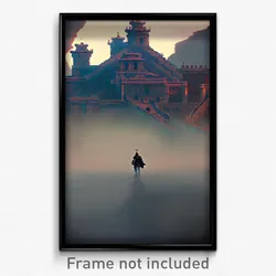 Pixel Art Poster - Complex Citadel (8 Bit Psychedelic Trippy Video Game Print)