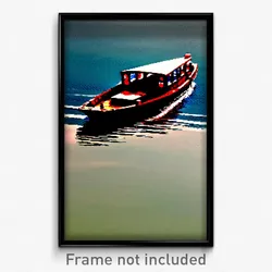 Pixel Art Poster - Deserted Boat (8 Bit Psychedelic Trippy Video Game Print)
