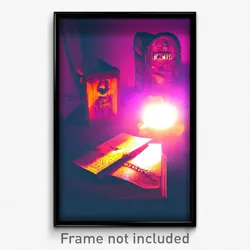 Pixel Art Poster - Haunted Book (8 Bit Psychedelic Trippy Video Game Print)
