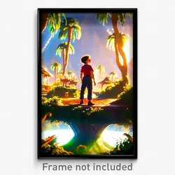 Pixel Art Poster - Enchanting Oasis (8 Bit Psychedelic Trippy Video Game Print)