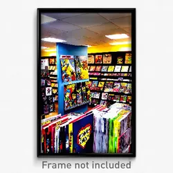 Pixel Art Poster - Nifty Comic Book Store (8 Bit Psychedelic Video Game Print)