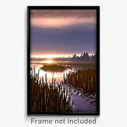 Pixel Art Poster - Outlandish Wetland (8 Bit Psychedelic Video Game Print)