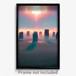 Pixel Art Poster - Flying Henge (8 Bit Psychedelic Trippy Video Game Print)