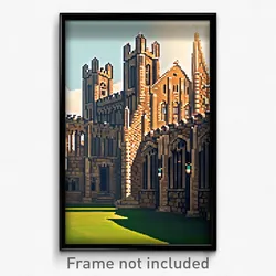 Pixel Art Poster - Huge Priory (8 Bit Psychedelic Trippy Weird Video Game Print)