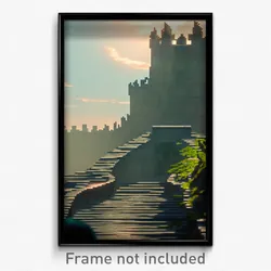 Pixel Art Poster - Acidic Ramparts (8 Bit Psychedelic Trippy Video Game Print)