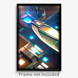 Pixel Art Poster - Small Futuristic Architecture (8 Bit Video Game Print)