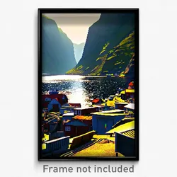 Pixel Art Poster - Cluttered Fjord (8 Bit Psychedelic Trippy Video Game Print)