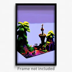Pixel Art Poster - Miniature Respite (8 Bit Psychedelic Trippy Video Game Print)