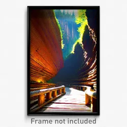 Pixel Art Poster - Wooden Gorge (8 Bit Psychedelic Trippy Video Game Print)
